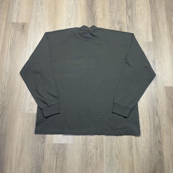 Fear of God Essentials Shirt Mens Large Dark Gray Mock Neck Long Sleeve Logo - Picture 6 of 11